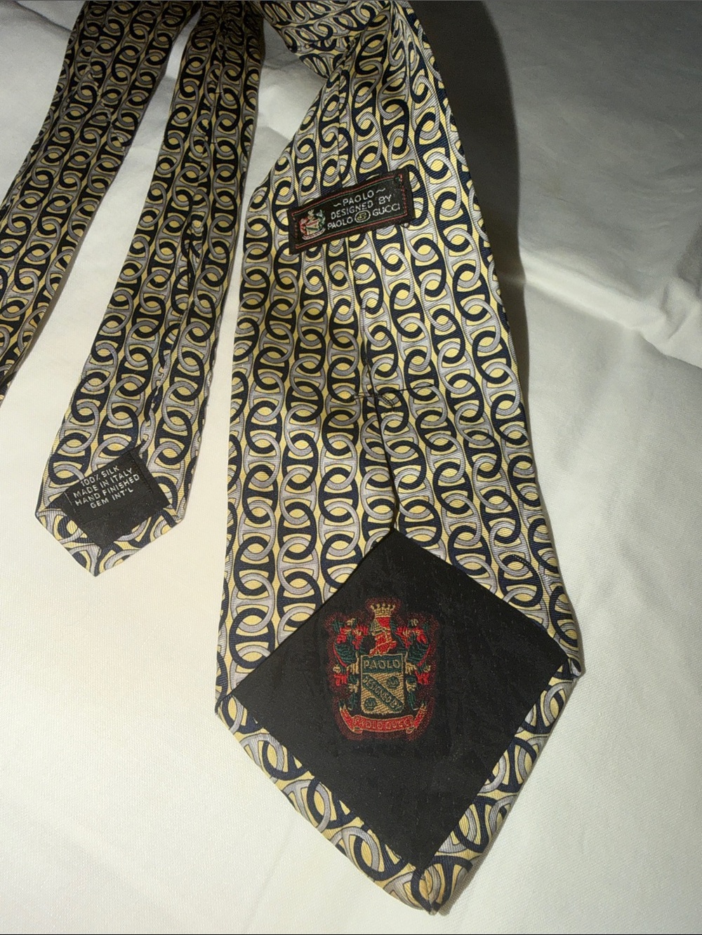Vintage PAOLO GUCCI gold chain link tie.SILK